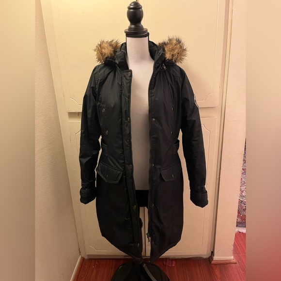 Rocawear Classic Faux Fur Hooded Belted Long Puffer Coat It looks New - Picture 2 of 9